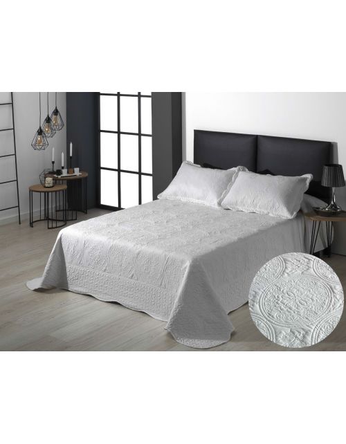 Colcha Bouti Mandala Bordada Blanco