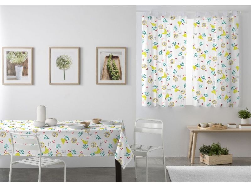 Cortina Cocina Visillo Gallinas Amarillo