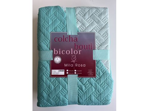 Colcha Bouti bicolor reversible azul-turquesa