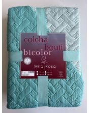 Colcha Bouti bicolor reversible azul-turquesa