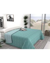 Colcha Bouti bicolor reversible azul-turquesa