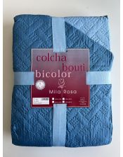 Colcha Bouti bicolor reversible azul-turquesa