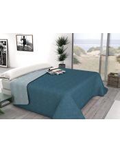 Colcha Bouti bicolor reversible azul-turquesa