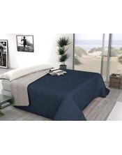 Colcha Bouti bicolor reversible azul-turquesa