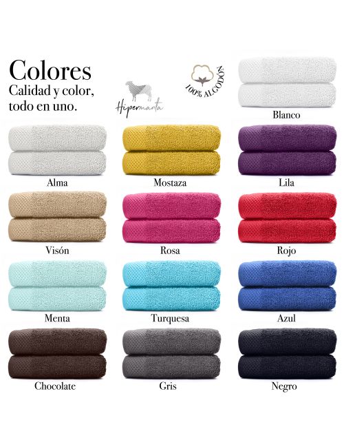 Juego de 2 Toallas ducha 70x140cm algodón 500 grm